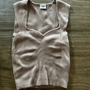 Abercrombie & Fitch Taupe Ribbed Knit Top